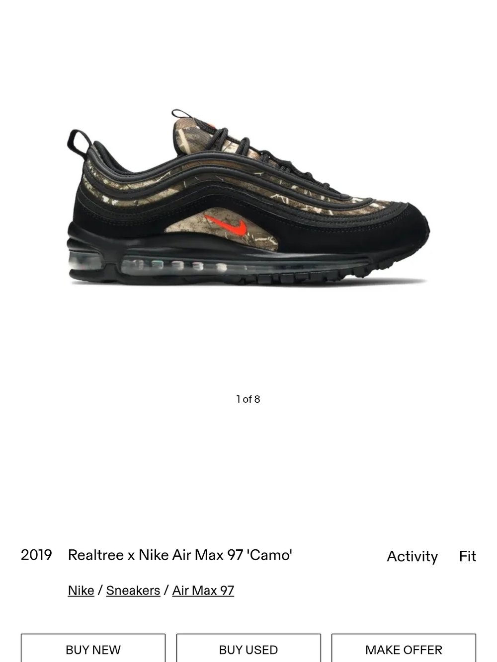 Nike Air Max 97 Men's Sneaker - Black, Camo & Orange